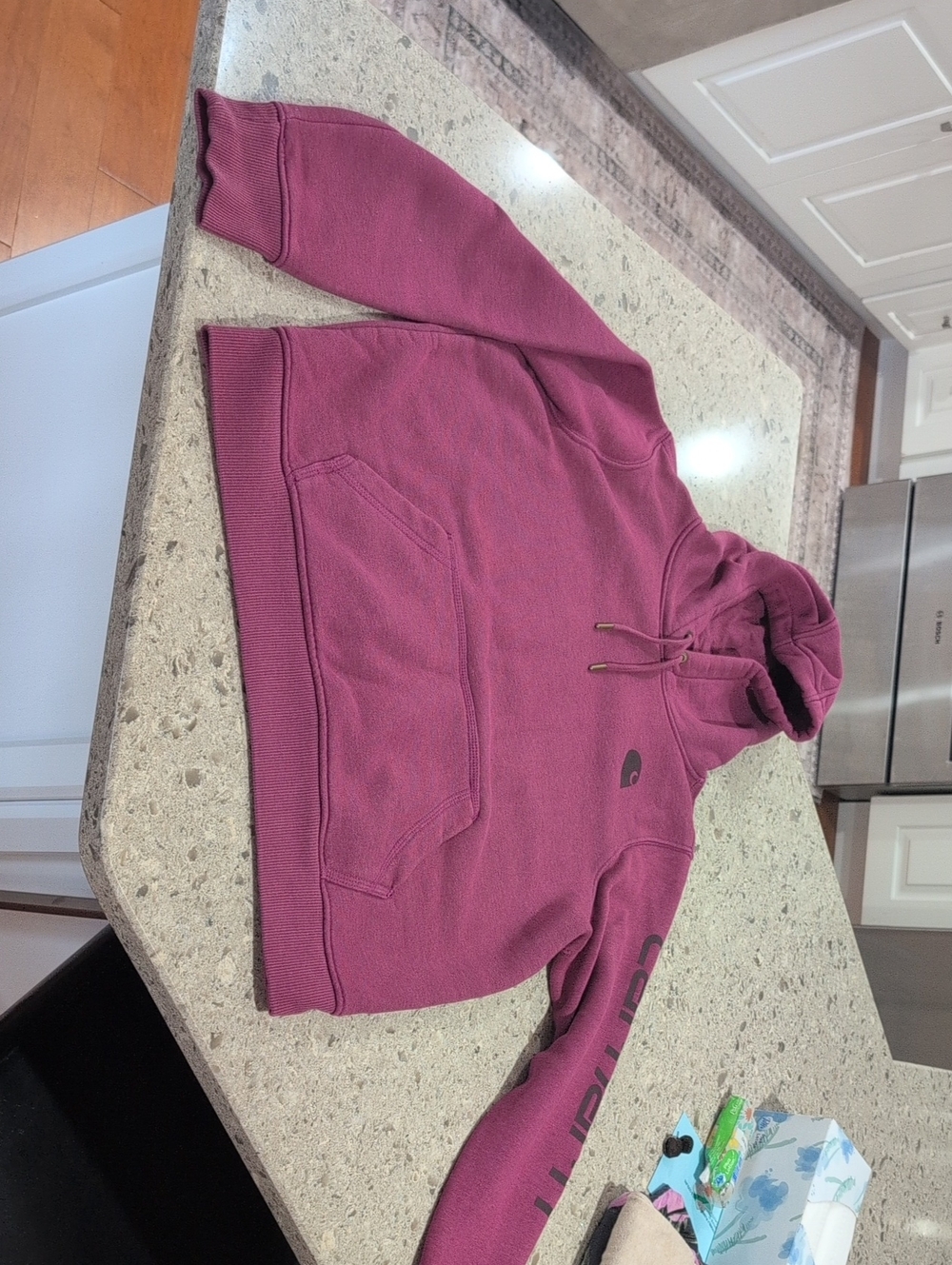 Carhartt Dark Pink Pullover Hoodie with Logo